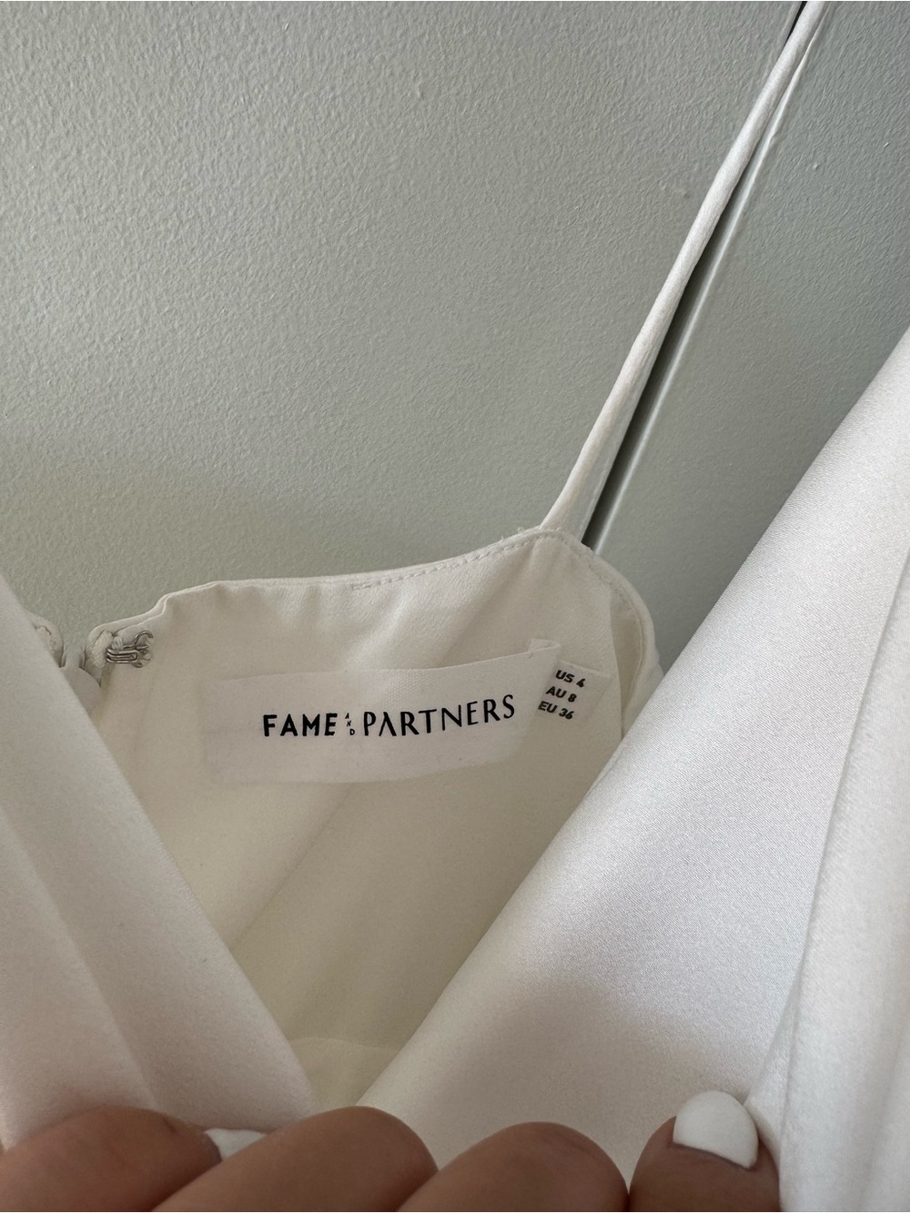 Fame and Partners White Strapless Cowl Gown with High Slit - Picture 9 of 9